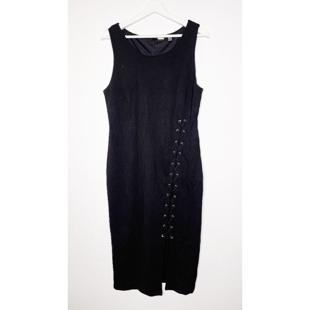TAHARI Sleeveless Lace-Up Ponte Midi Dress  - Picture 2 of 11